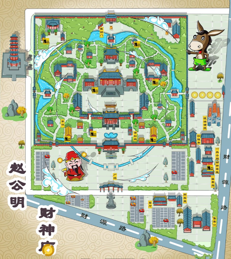 龙华山办事处寺庙类手绘地图